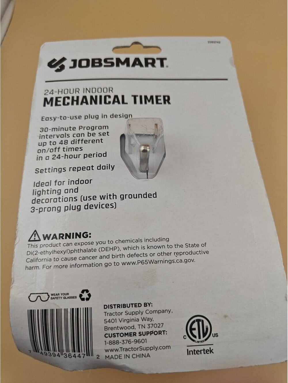 Indoor 24-Hour Mechanical Outlet Timer 3-Prong Grounded Safety Cover New - Picture 3 of 3